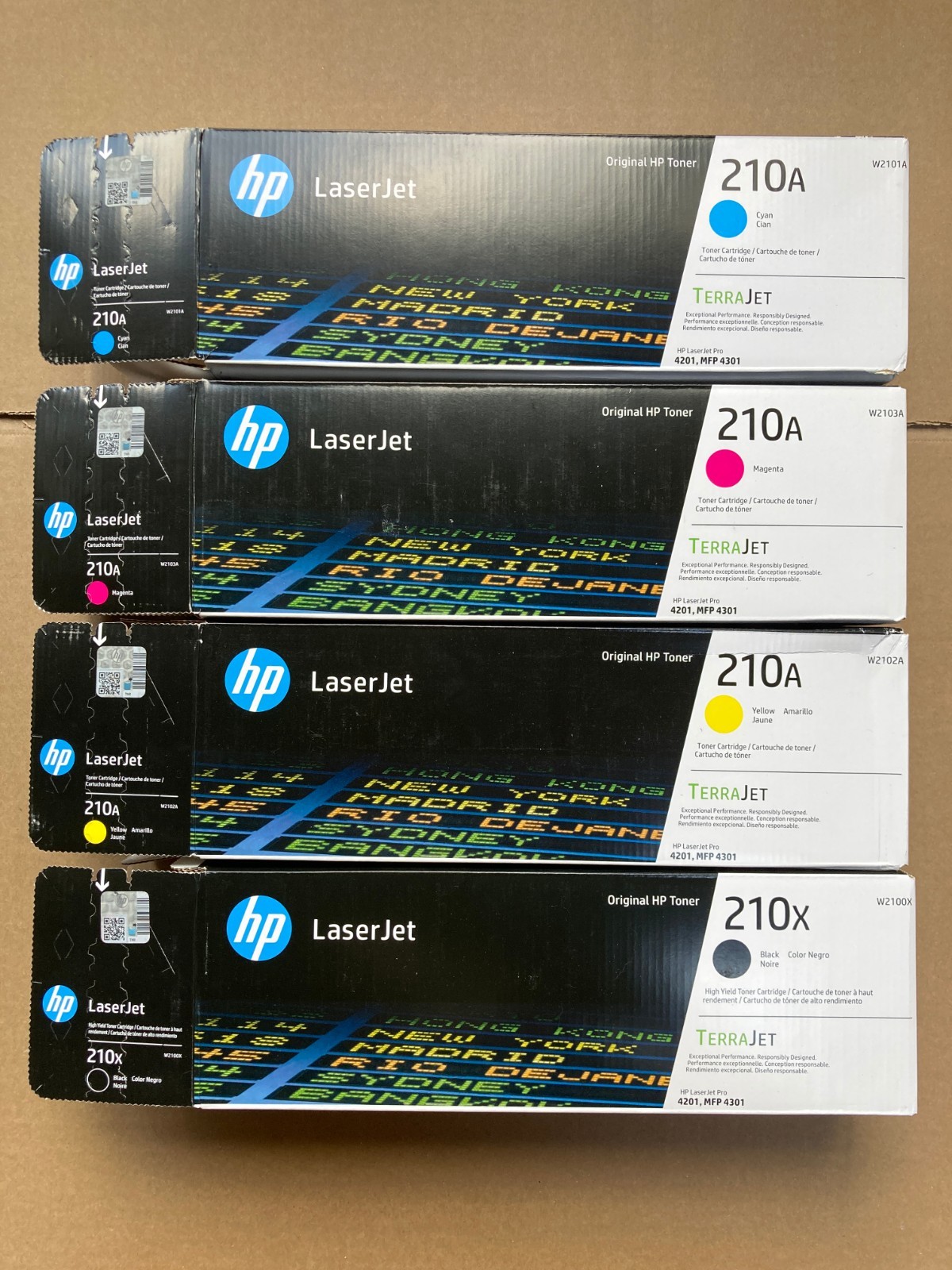 HP 210X Black High Yield, 210A Cyan/Magenta/Yellow Standard Yield Toner Set