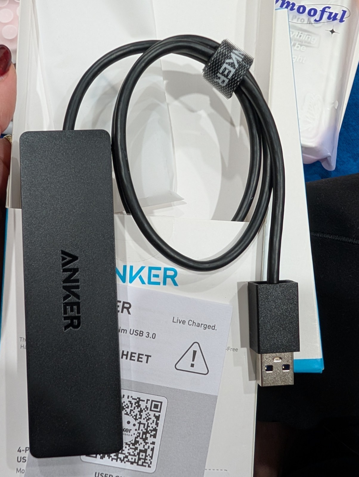 2pc/Anker 4-Port Ultra Slim USB 3.0 USB-A Data Hub A7516 Black 60cm Portable