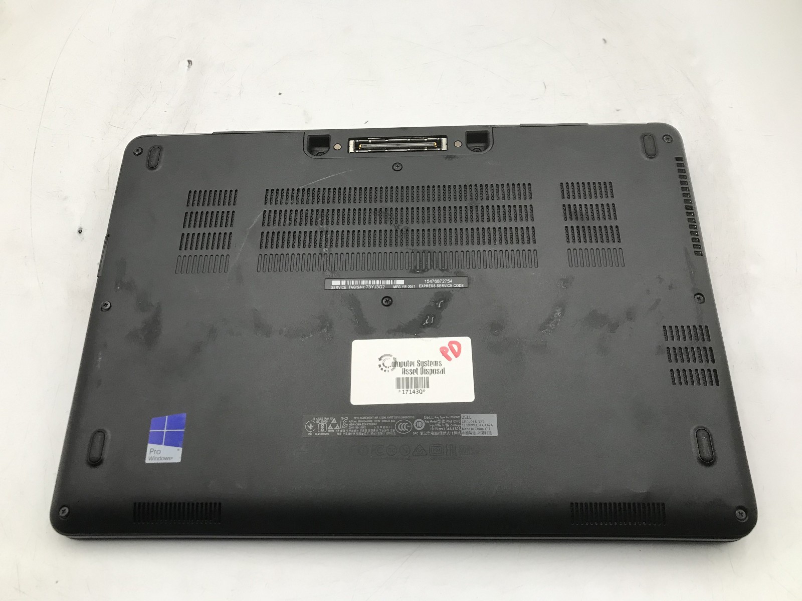 DELL LATITUDE E7270 – BOOTS TO BIOS/BAD LCD – INTEL I5 6300U – NO RAM – READ -BB