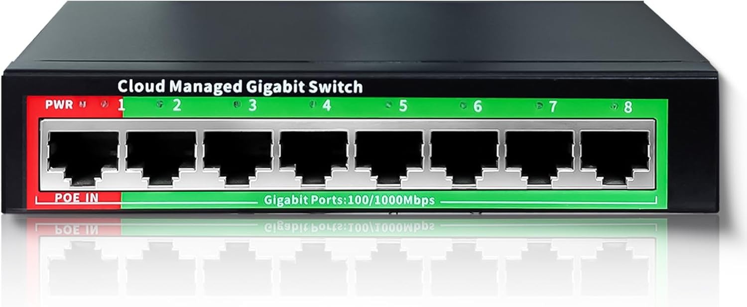 STEAMEMO 8-Port Gigabit Ethernet Switch | Smart Managed with VLAN & QoS | Plug &