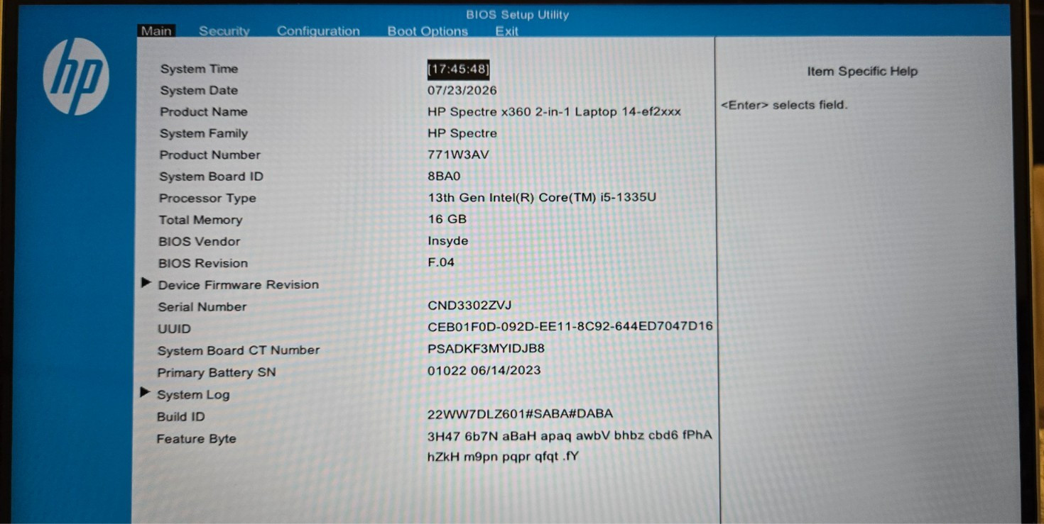 HP Spectre x360 14-ef2xxx series i5-1335u 16GB RAM 512GB SSD Win11 Pro