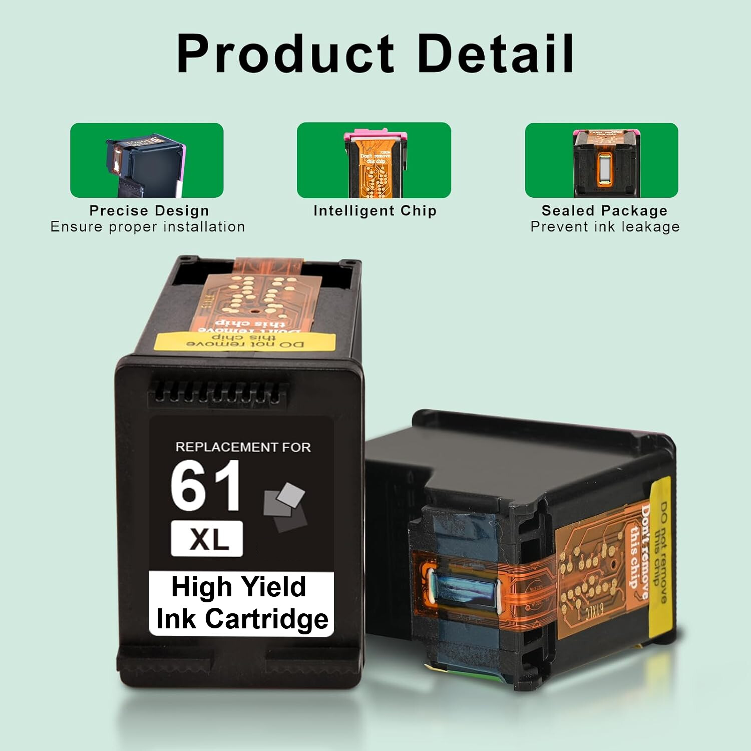 2 Pack 61XL 61 XL Ink Cartridge For HP ENVY 4500 4502 5530 5535 OfficeJet 4630