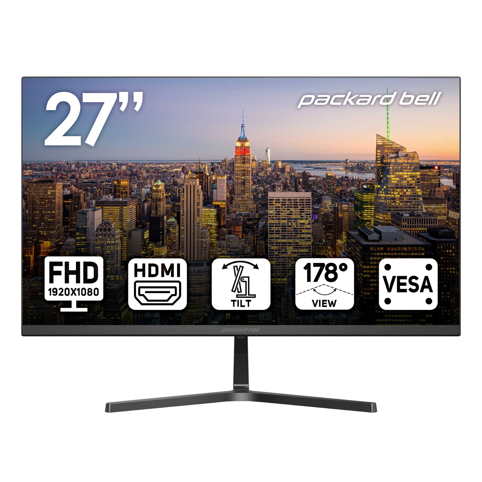 Packard Bell AirFrame 27″ Monitor, 1920 x 1080, 75Hz, 5MS