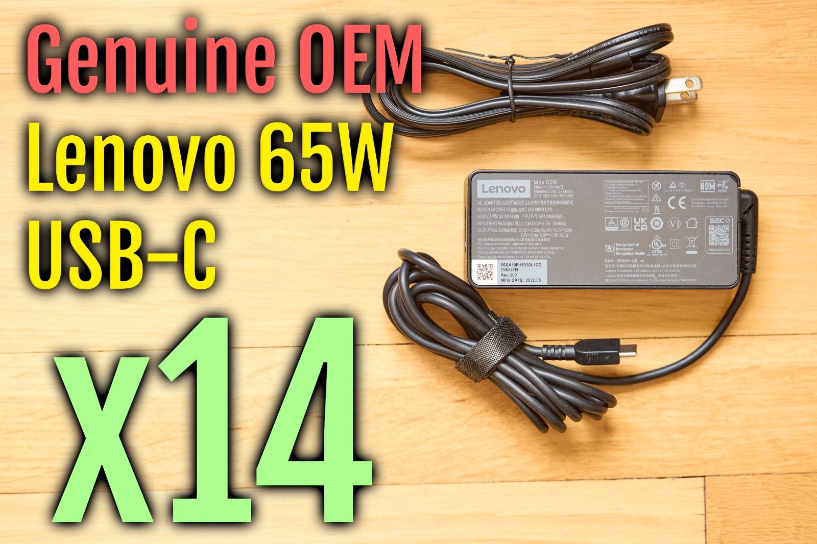 Genuine Lenovo OEM 65W USB-C Type C AC Adapter Laptop Charger – Tested Lot of 14