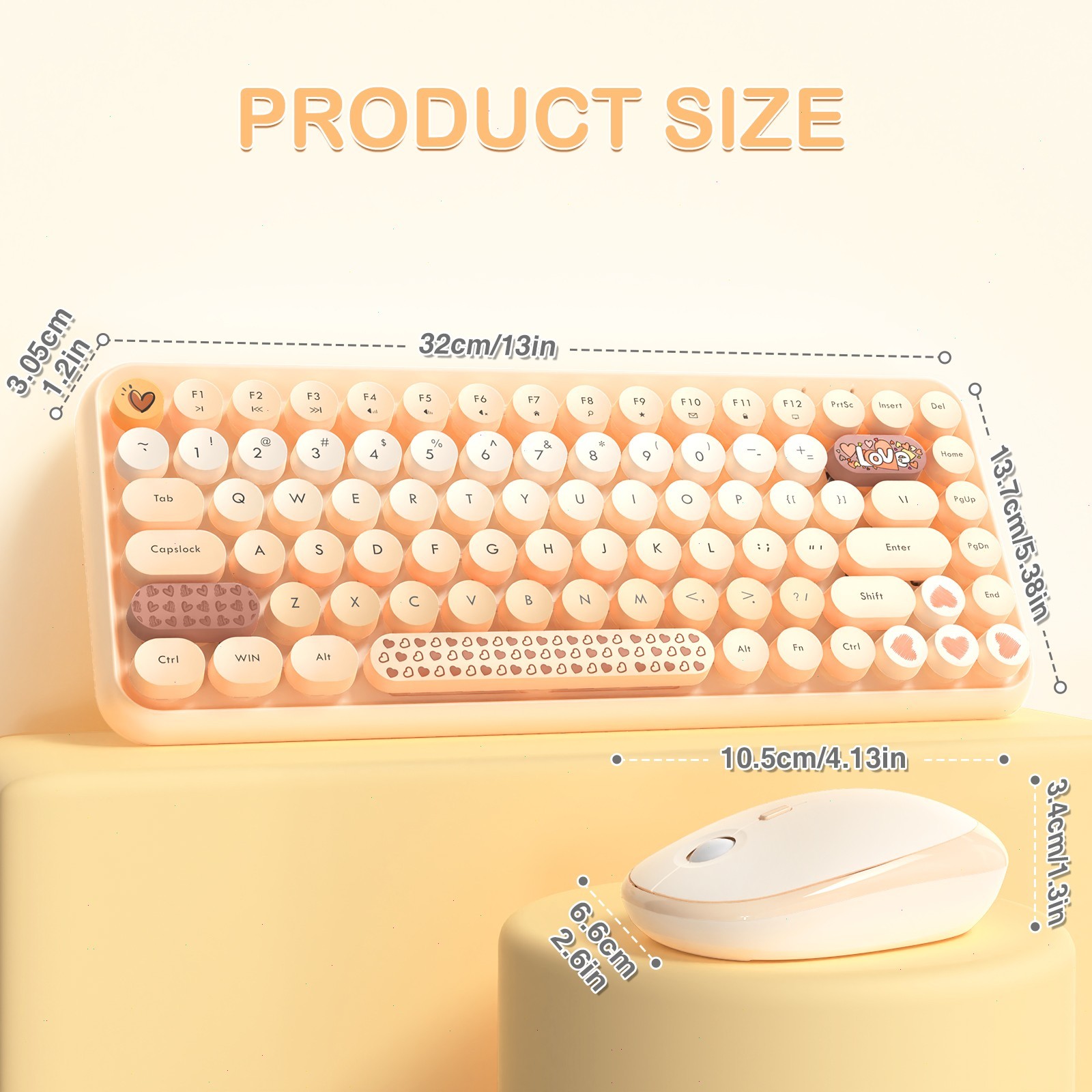 AJAZZ 308i Wireless Keyboard Mouse Set 84Keys Retro Round Silent Membrane For PC