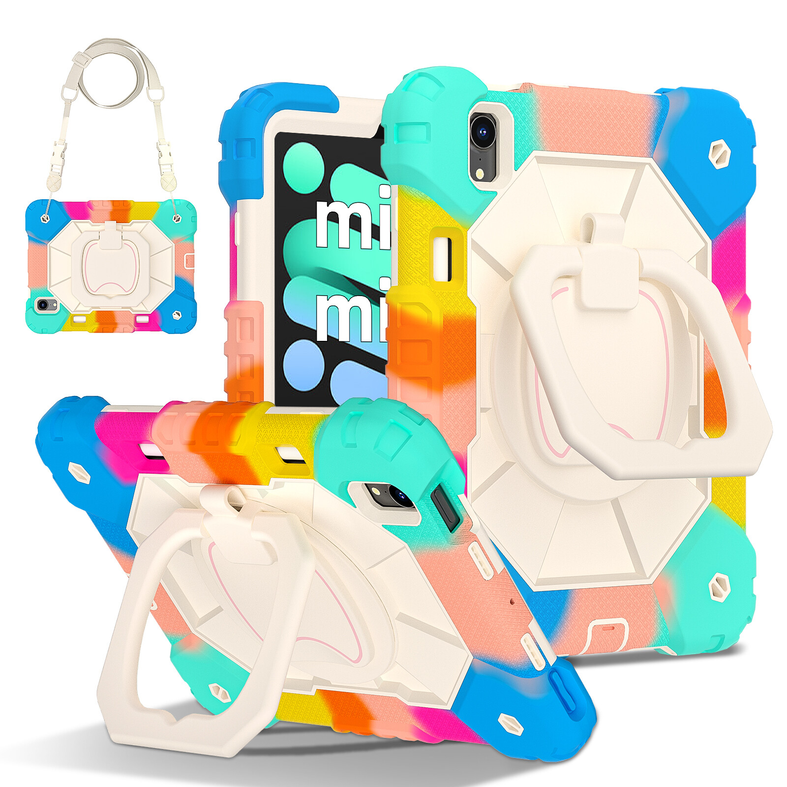 For iPad mini A17 Pro 2024/mini 6th Gen 8.3″ Shockproof Armor Stand Strap Case