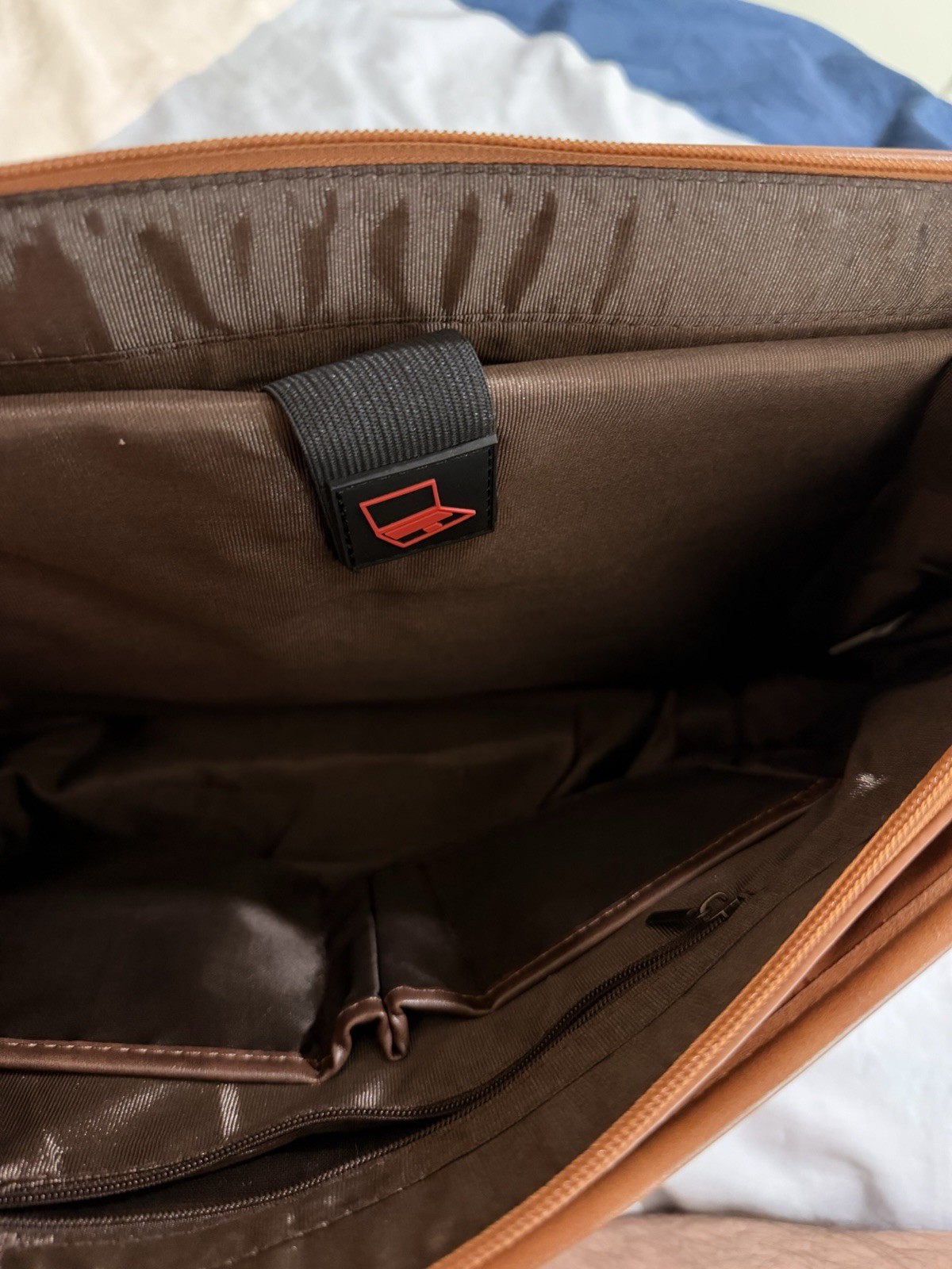 Brown Synthetic Leather Messenger Bag for 15″ Laptop