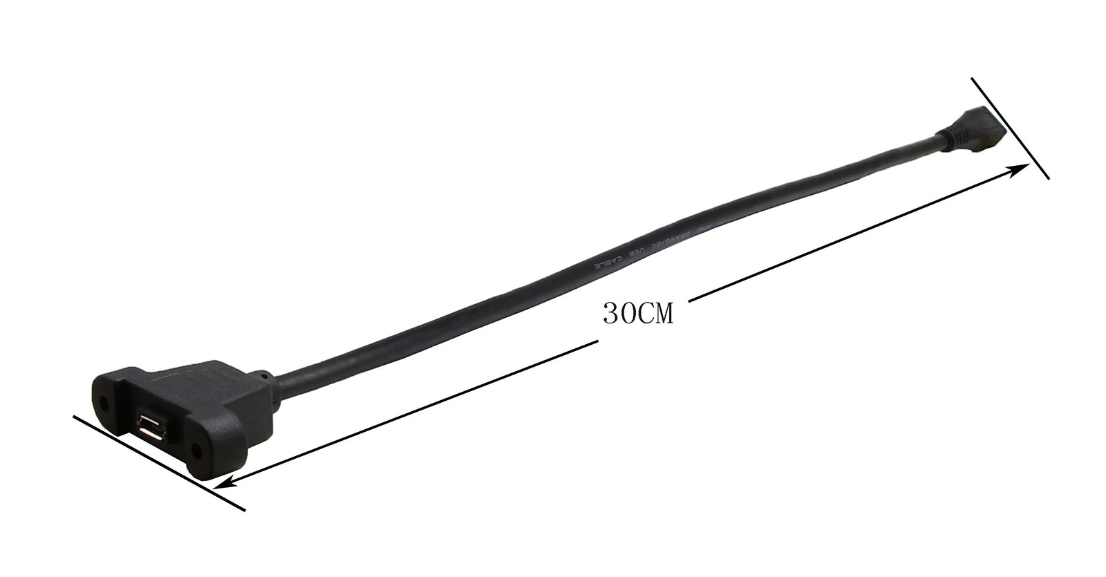 zdyCGTime 30cm Panel Mount Cable, Micro USB Male to Female, USB, black
