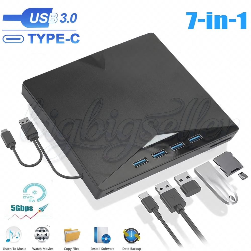 External CD DVD Drive for PC Laptop Windows 10 11 USB 3.0 Burner Reader Writer