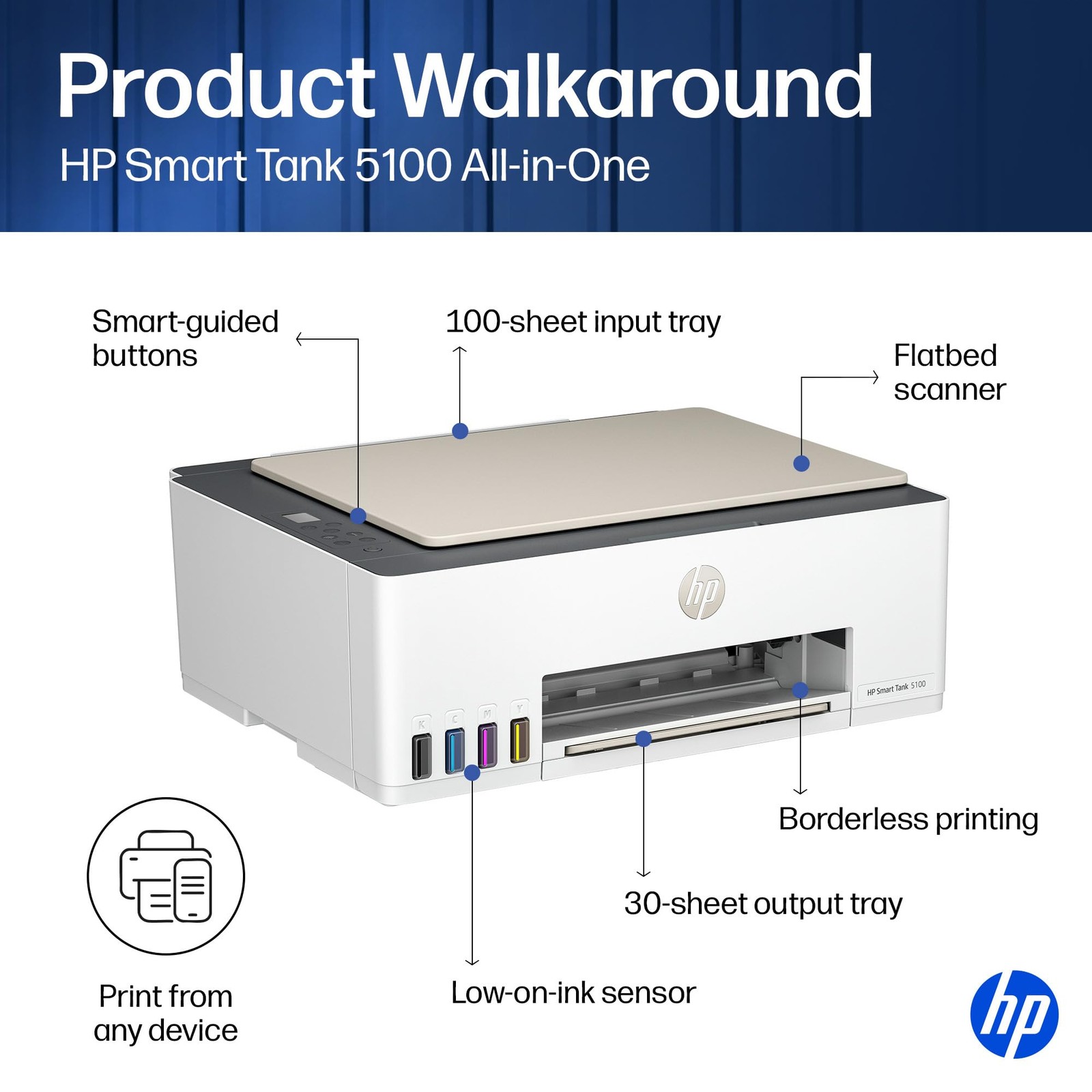 HP Smart Tank 5100 Wireless All-in-One Supertank Printer