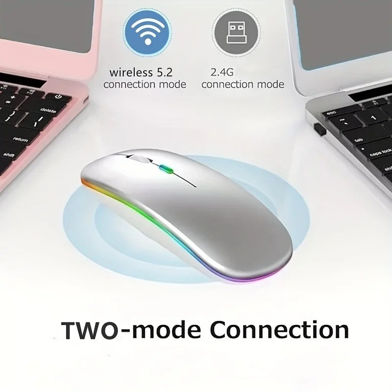 2.4GHz Wireless Optical Mouse USB Rechargeable RGB Cordless Mice For PC Laptop