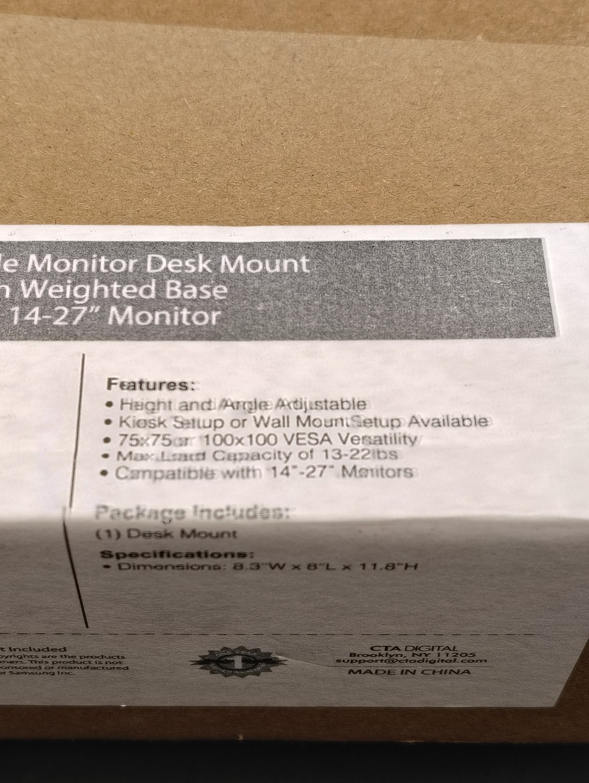 CTA Digital Foldable Monitor Desk Stand Adjustable Tabletop Wall Mount ADD-MADM