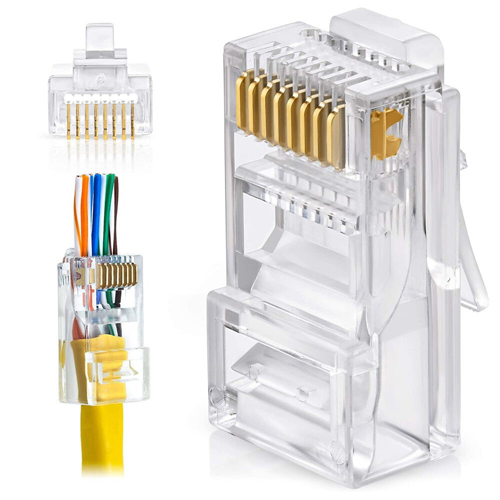 100Pcs RJ45 Pass Through Modular Plug Network Cable Connector End 8P8C CAT6 CAT5