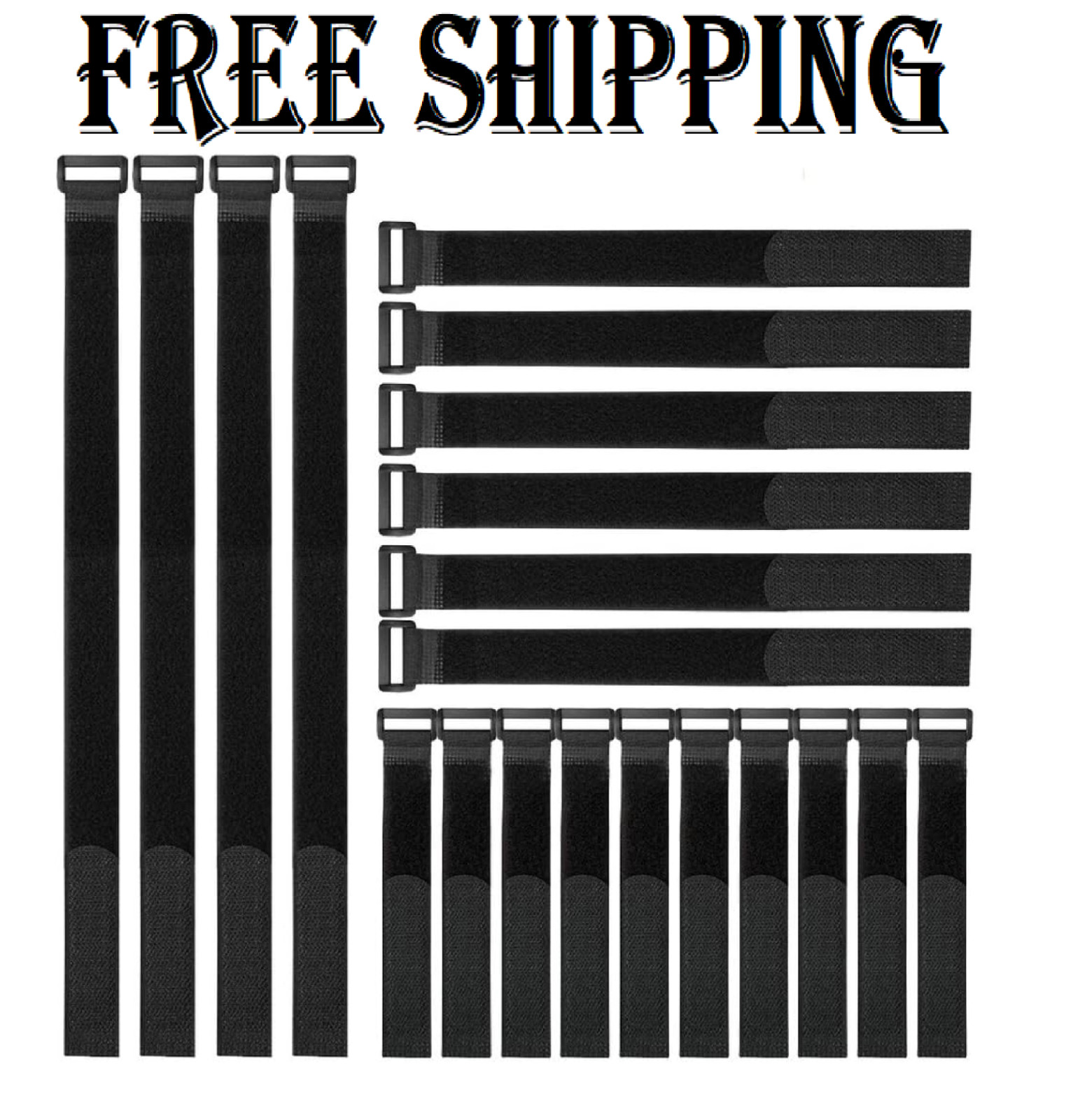 VELCRO Brand Bulk Pack 20 Reusable Fastening Cable Straps with Buckle Variety