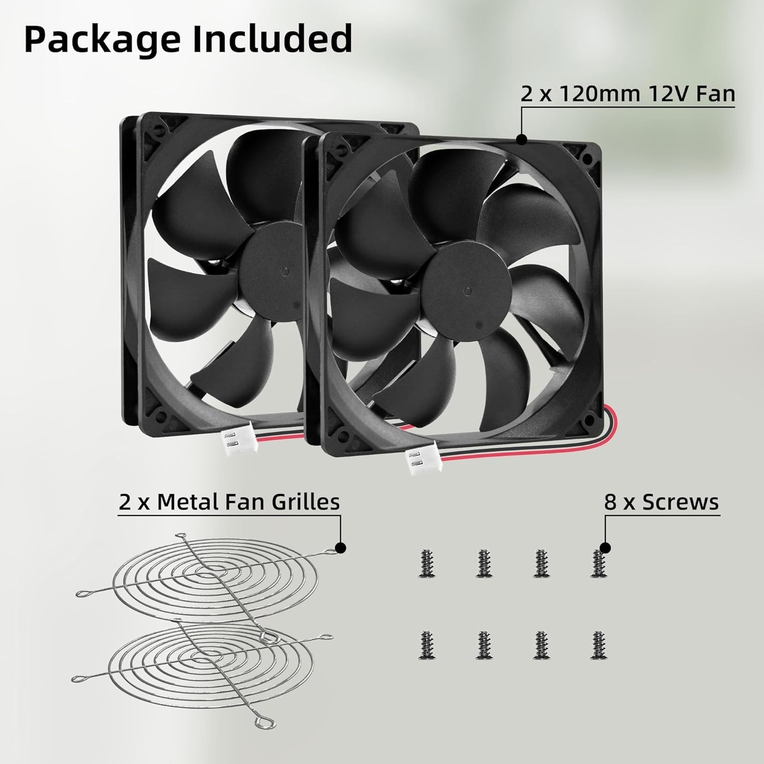 12V DC Fan Strong Quiet 120x120x25mm 12cm Small Cooling Fan 2Pin 2Wire 1600RP…