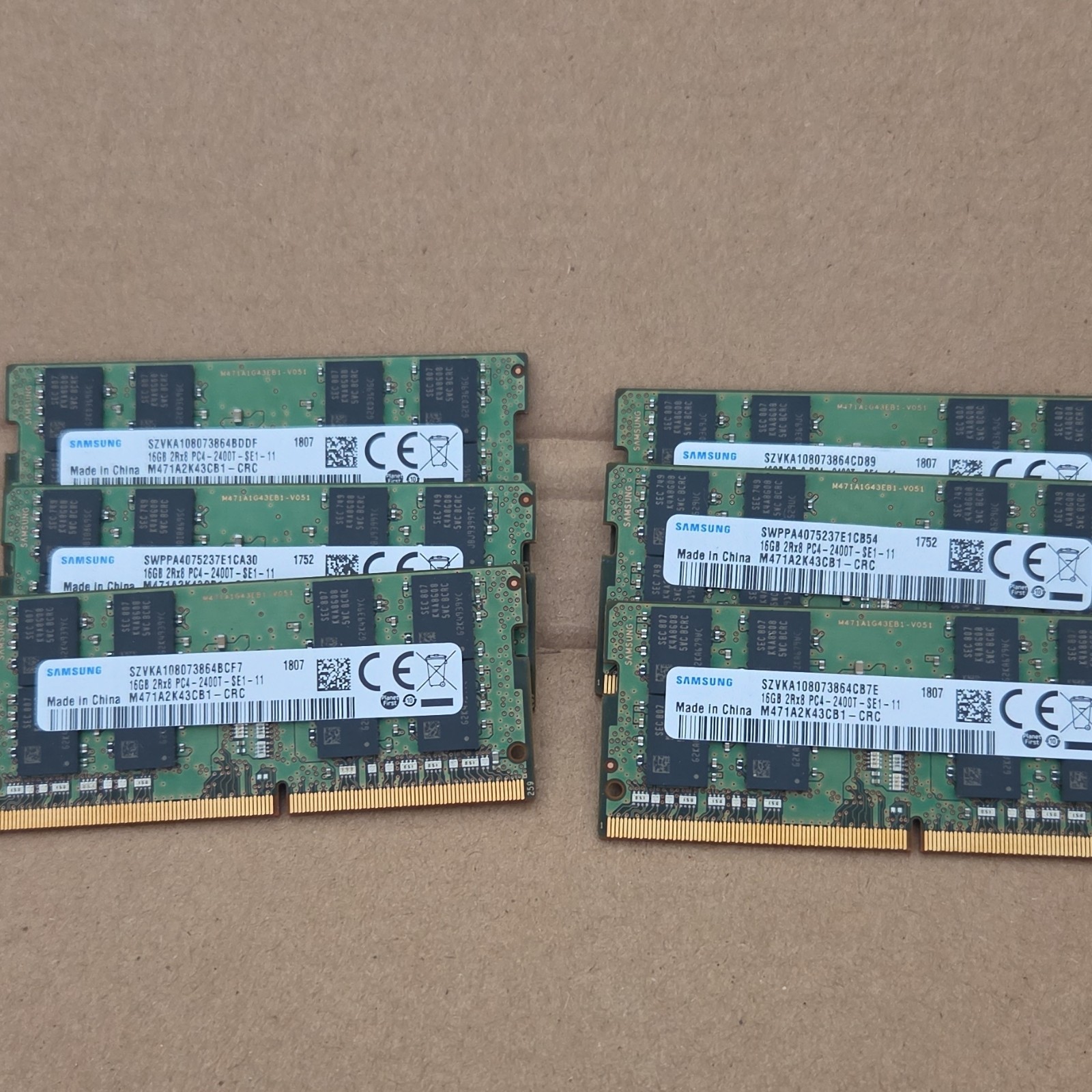 Samsung 96GB (6x16GB) DDR4 SO-DIMM PC4-2400T ECC 260-Pin M471A2K43CB1-CRC