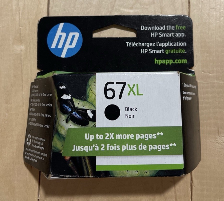 New Sealed Genuine HP 67 XL High Yield Black Printer Ink Exp Nov 2023 Deskjet