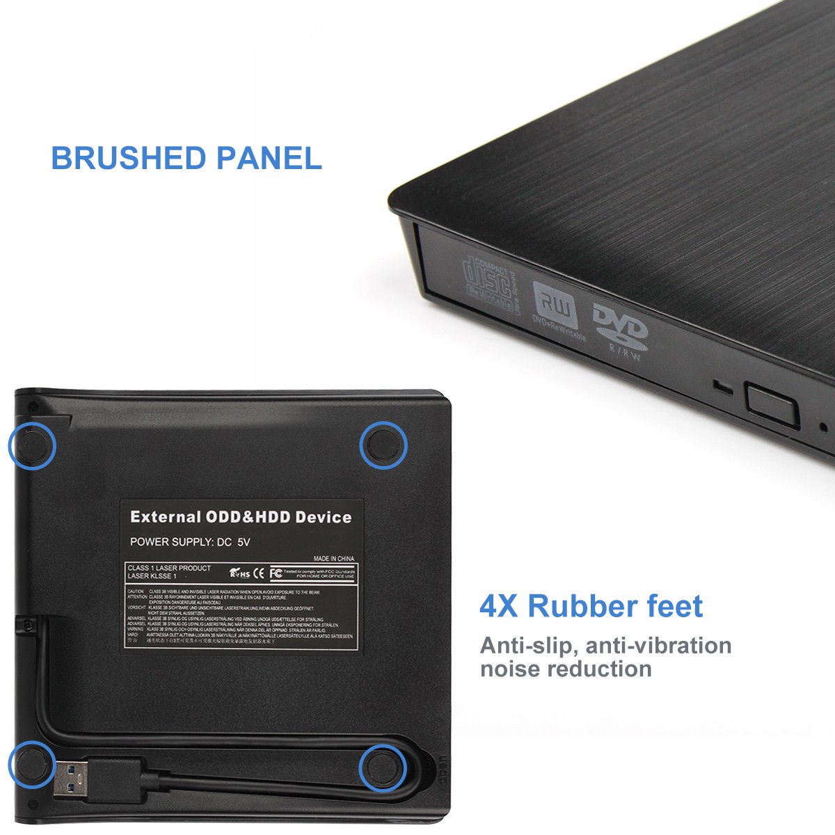 Slim External USB3.0 CD DVD RW Drive Writer Burner Reader for Laptop PC Portable