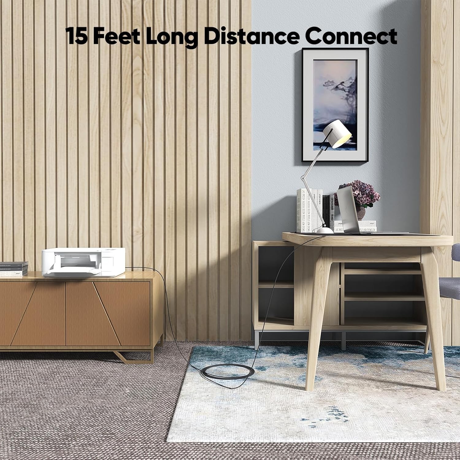 FEMORO USB Printer Cable 15 Foot, Long Type A to B 15 Feet
