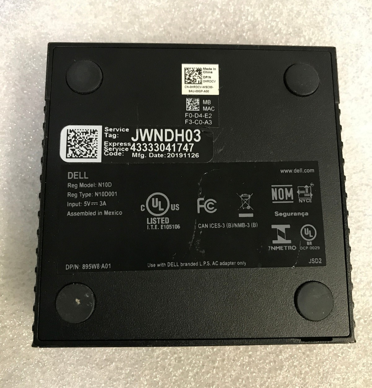 Dell Wyse 3040 N10D P/N 0HRDCV ( No Adapte )