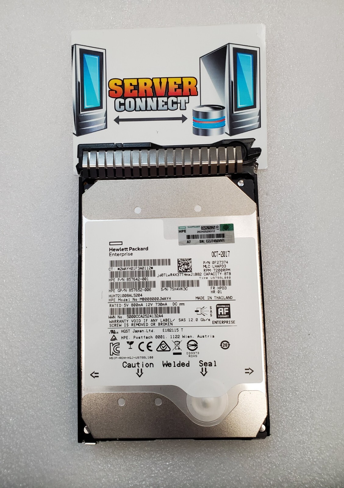 857642-001 — HP 8TB 12G 7.2K SAS 3.5″ LP 512e HELIUM HDD — MB008000JWAYH