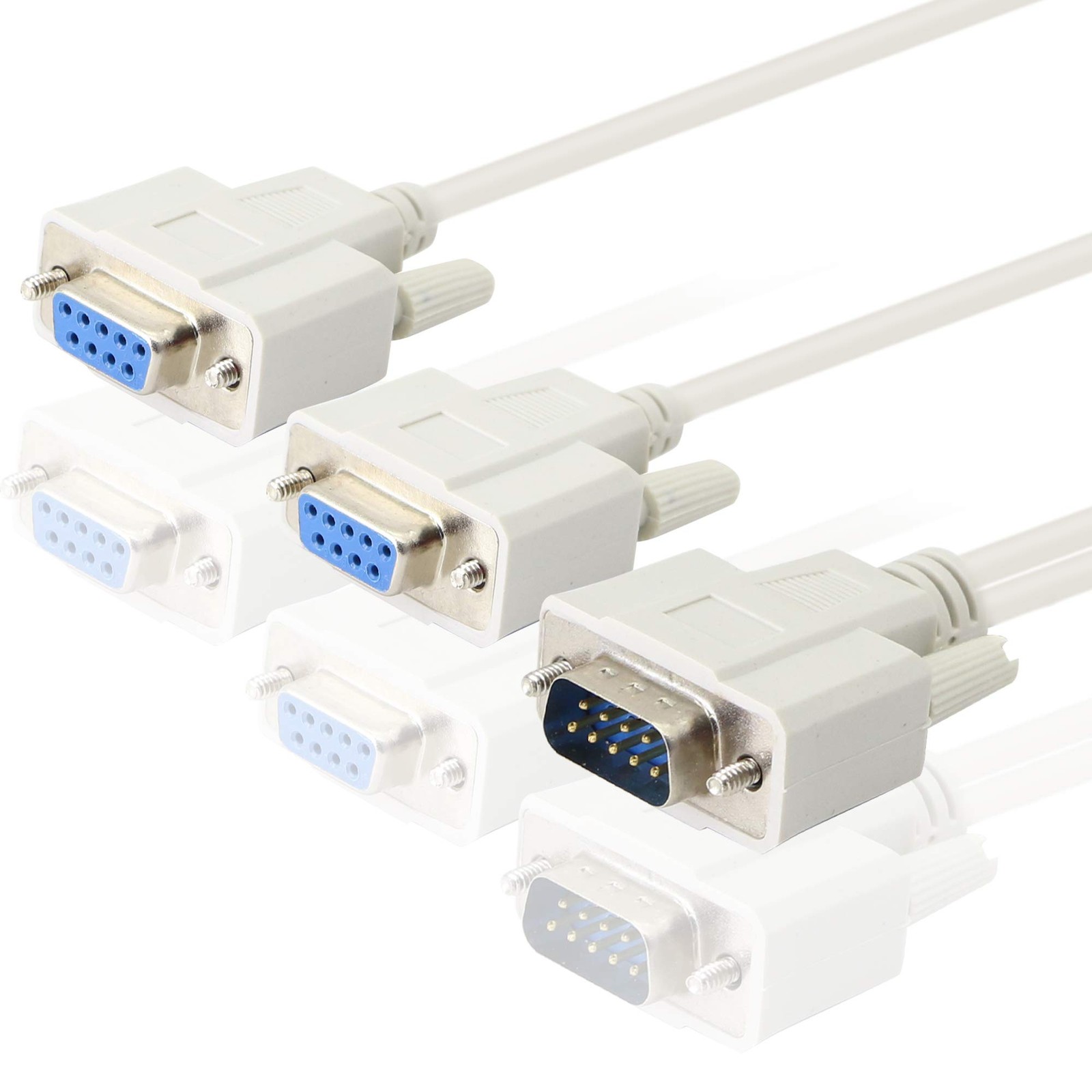 PNGKNYOCN 30cm DB9 Y Splitter Cable DB9 9 Pin 1 Male to 2 Female Rs232 Serial…