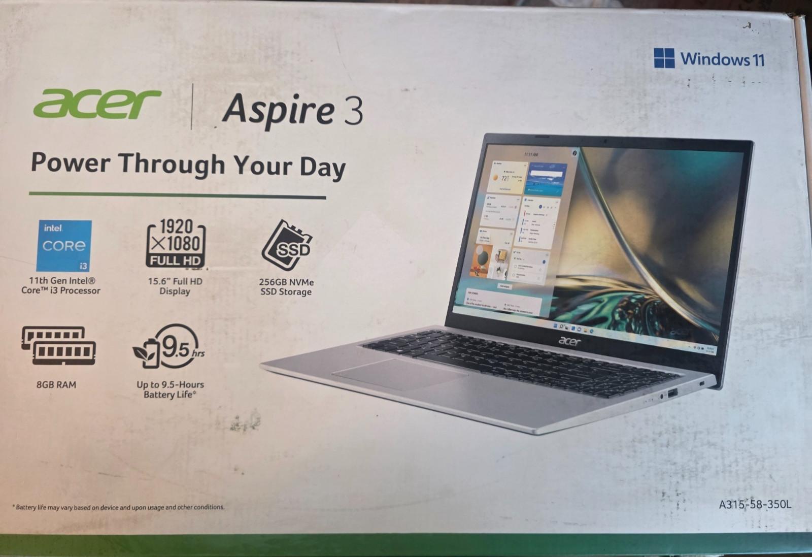 Acer Aspire 3 15.6 Laptop Laptop i3-1115G4 8GB RAM, 256GB SSD, Win11, Silver