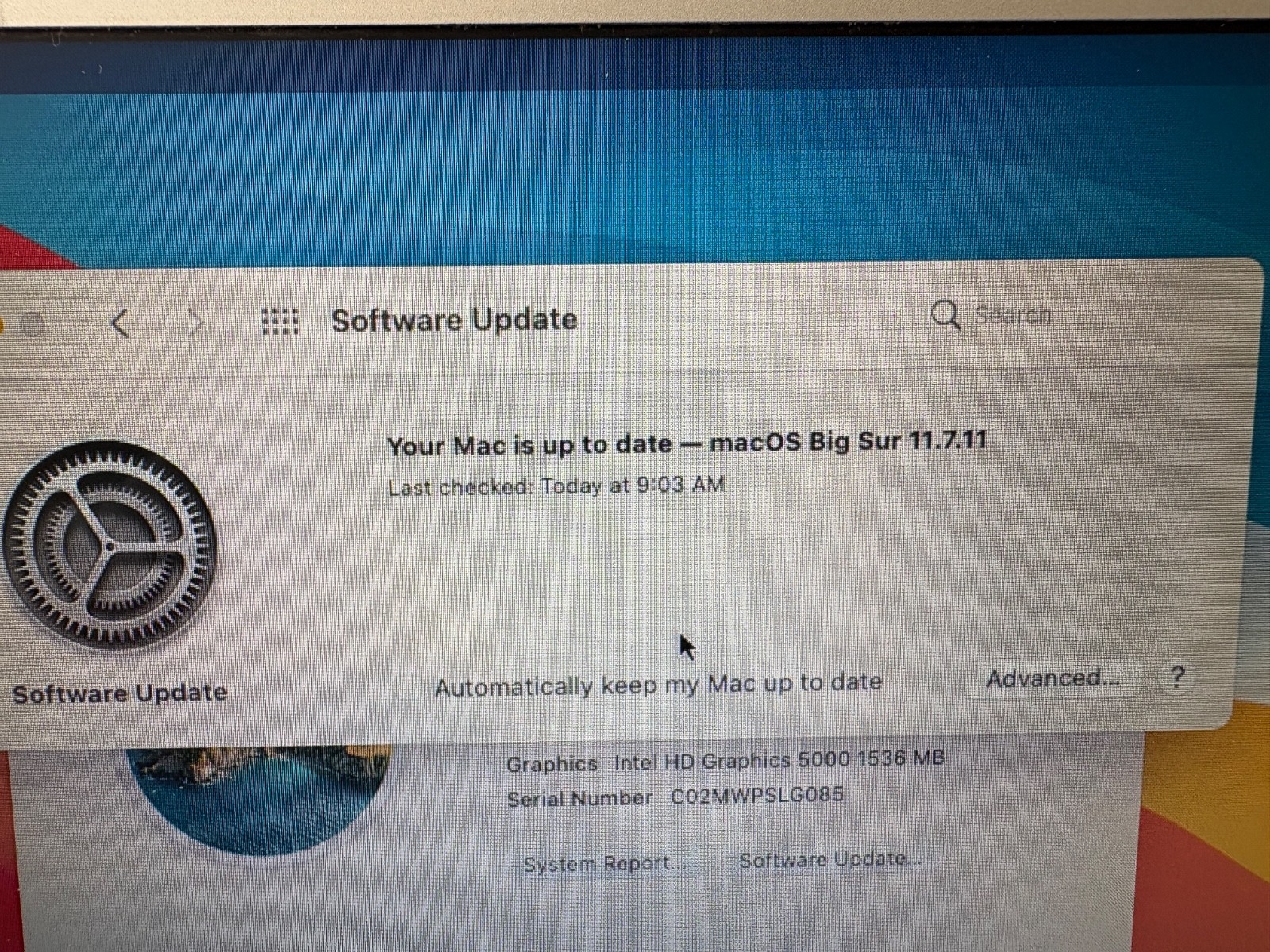 Apple MacBook Air 13.3 Silver Model A1466 Excellent Condition NEEDS Power Cord