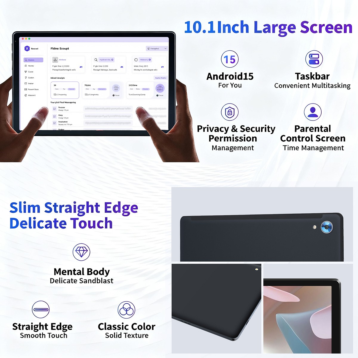 10.1″ Android Tablet 6GB+64GB IPS Touchscreen Octa-core Processor Wi-Fi 6 Gray