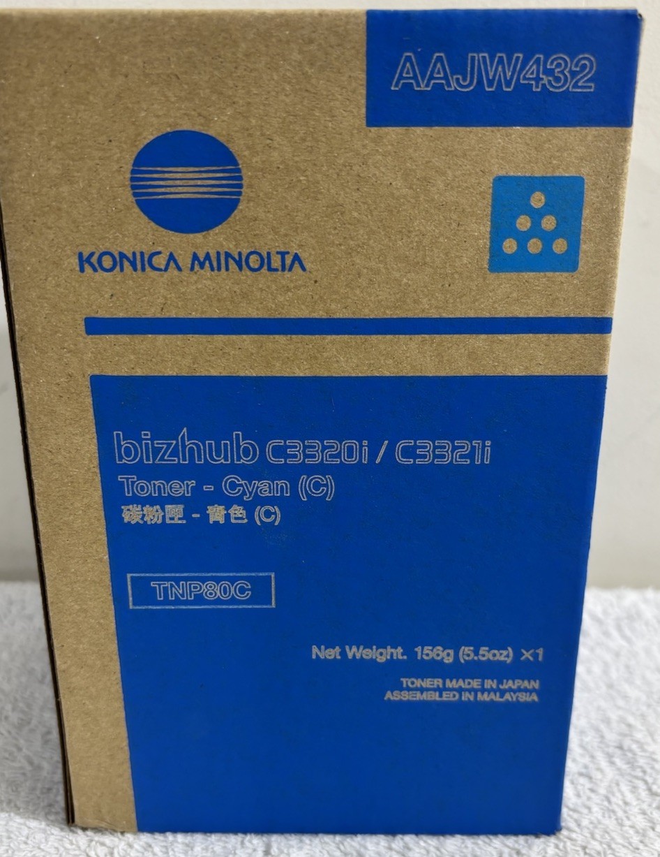 Konica Minolta AAJW432 TNP80C Cyan Toner Cartridge for Bizhub C3320i C3321i