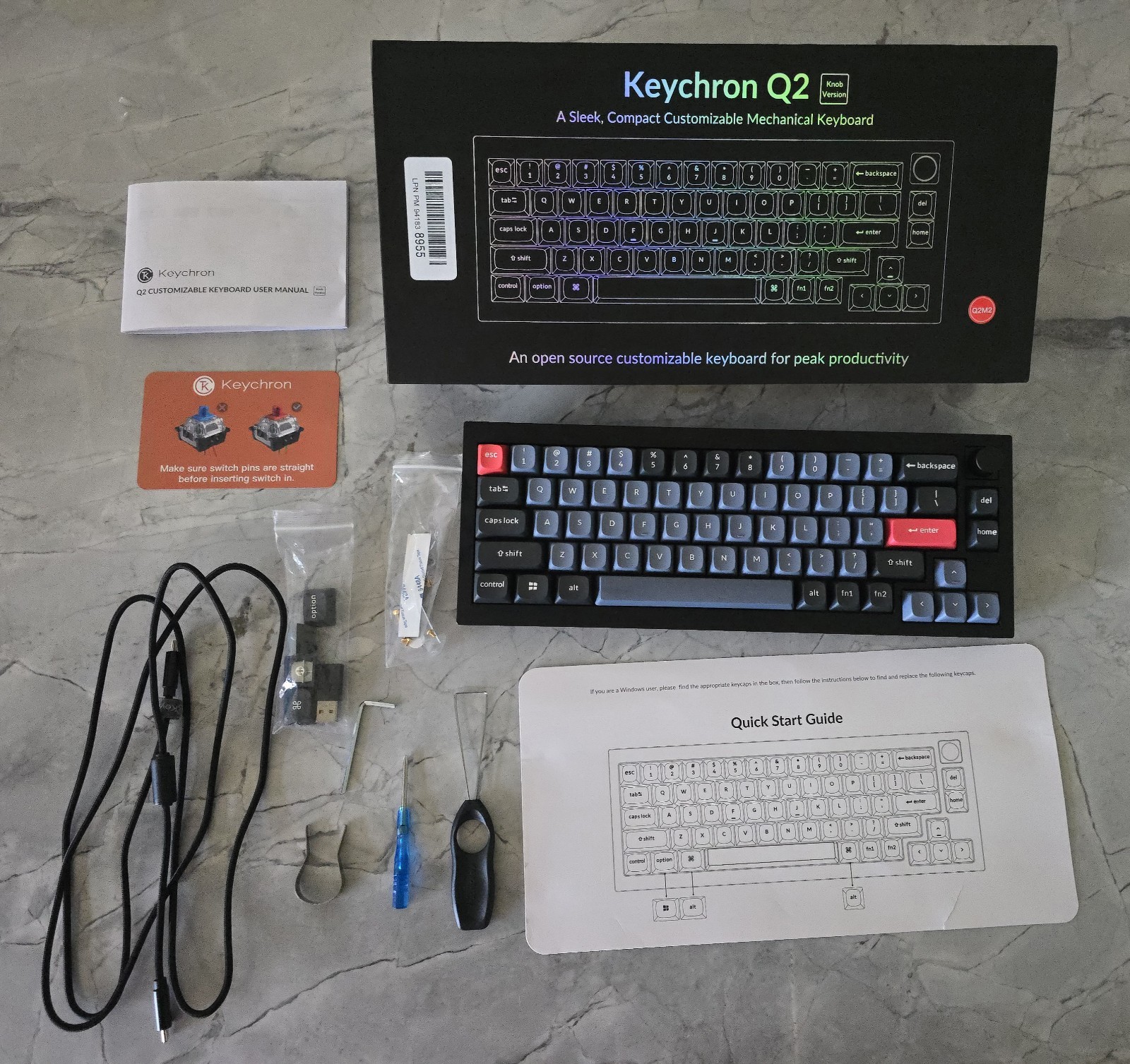 Keychron Q2 Knob Version – Wired Mechanical Gaming Keyboard (Blue Switches)