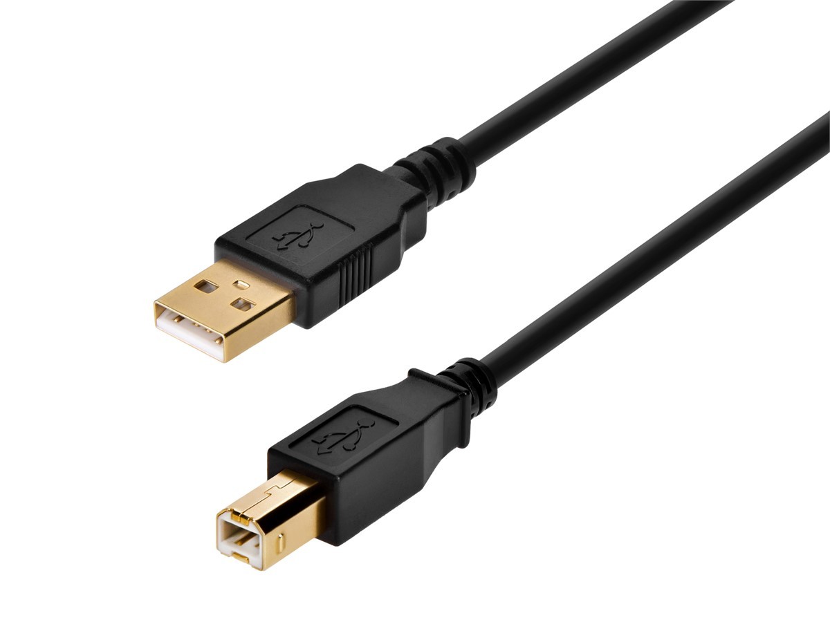 Monoprice USB A to USB B 2.0 Cable – 28/24AWG, Gold Plated, Black, 1.5ft
