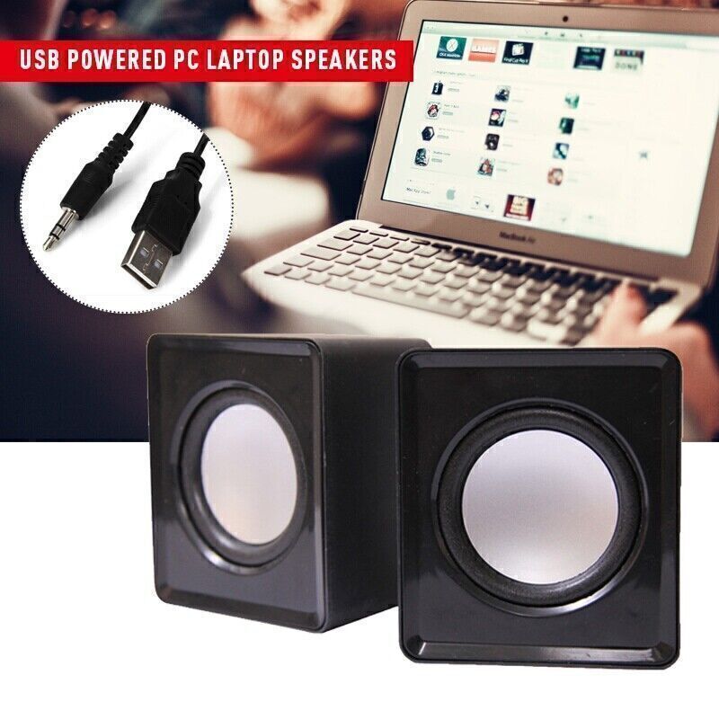 3.5mm Mini USB Wired Computer Speakers Stereo Bass For PC Laptop Desktop Black