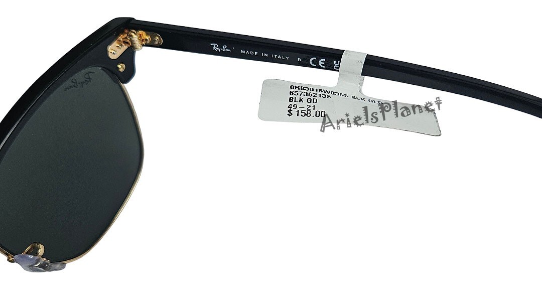 RAY BAN RB3016 W0365 Black on Arista Square 49 mm Unisex Sunglasses