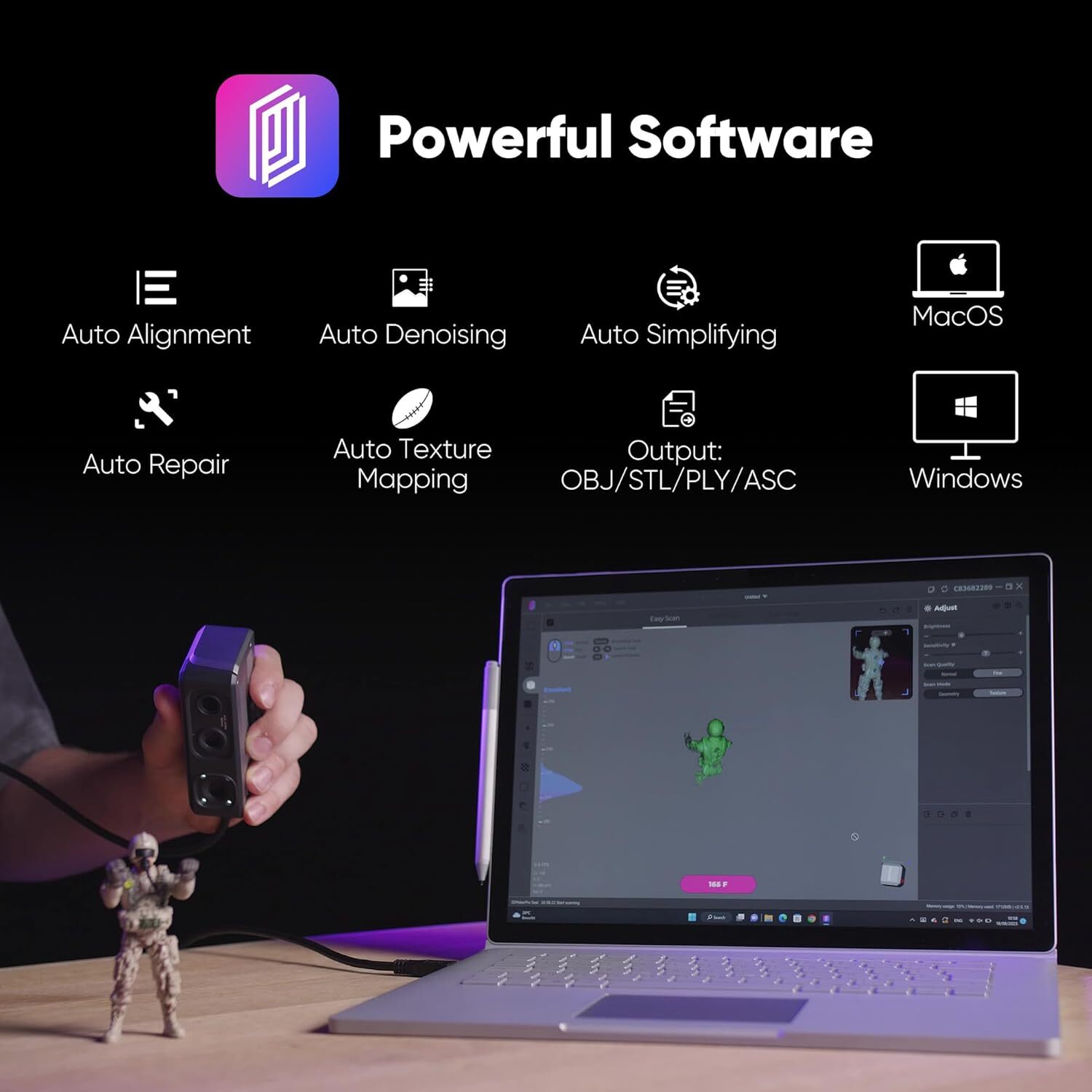 3DMakerpro Handheld 3D Scanner 10FPS for 3D Printing 0.02mm Accuracy Seal Lite