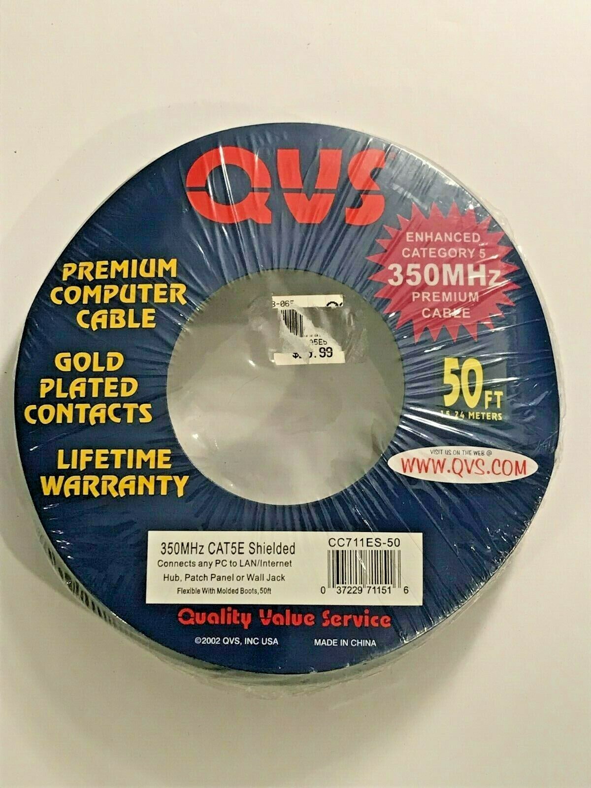 QVS 350MHz CAT5E 50 FT Cable Gold Plated Contacts-Sealed