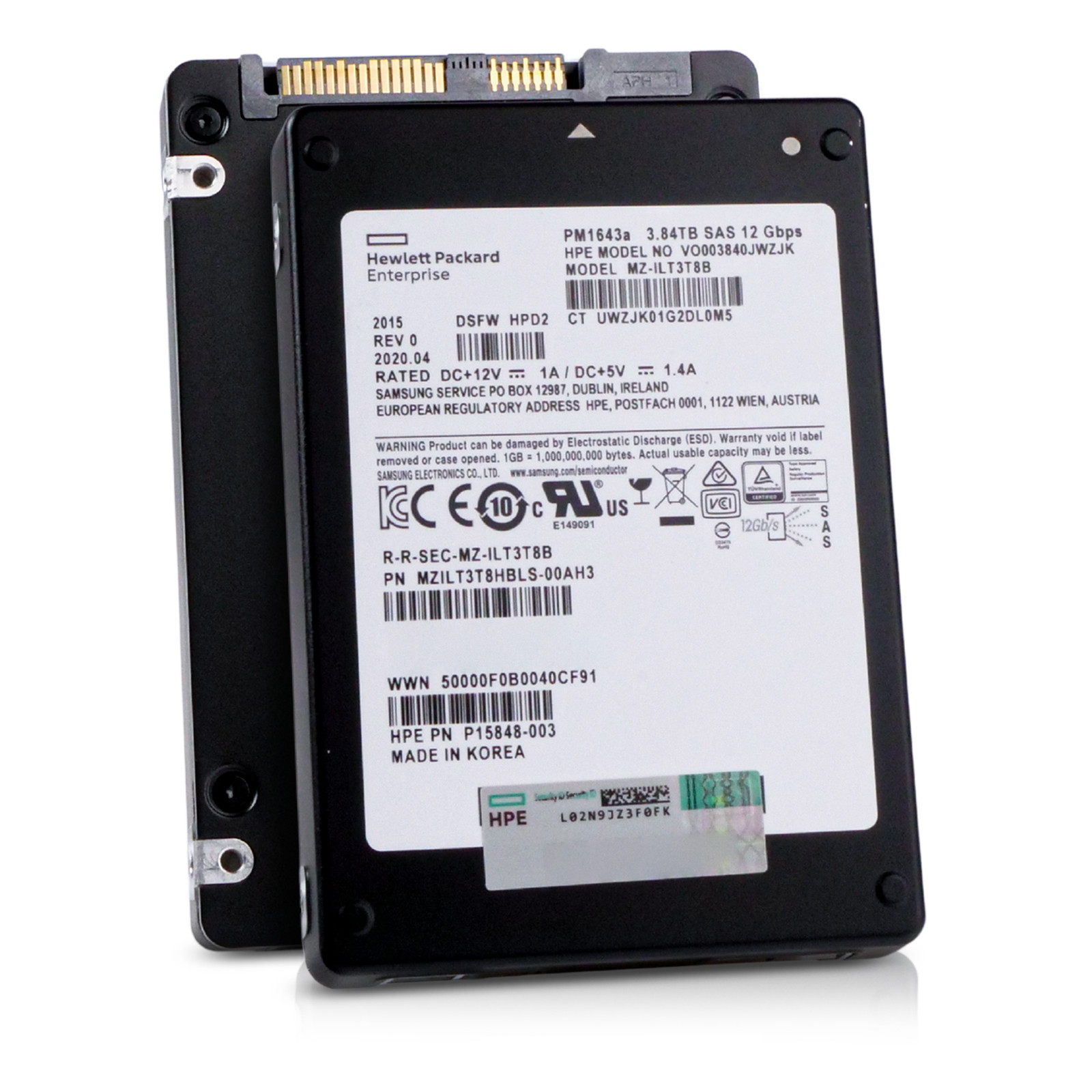 HP/Samsung PM1643a 3.84TB MZILT3T8HBLS SAS 12Gb/s 3D TLC 1 DWPD 2.5″ SSD