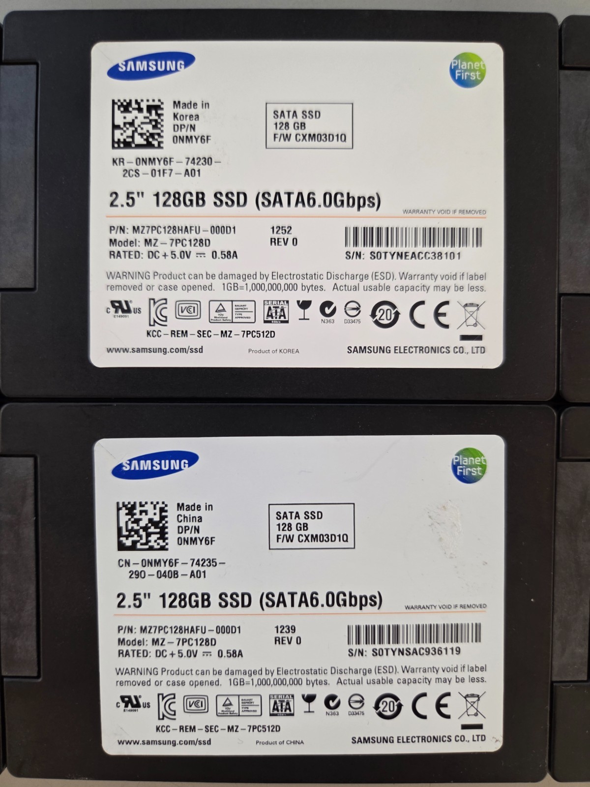 LOT OF 6 Samsung 128GB 2.5″ MZ7PC128HAFU Dell 0NMY6F SATA SSD
