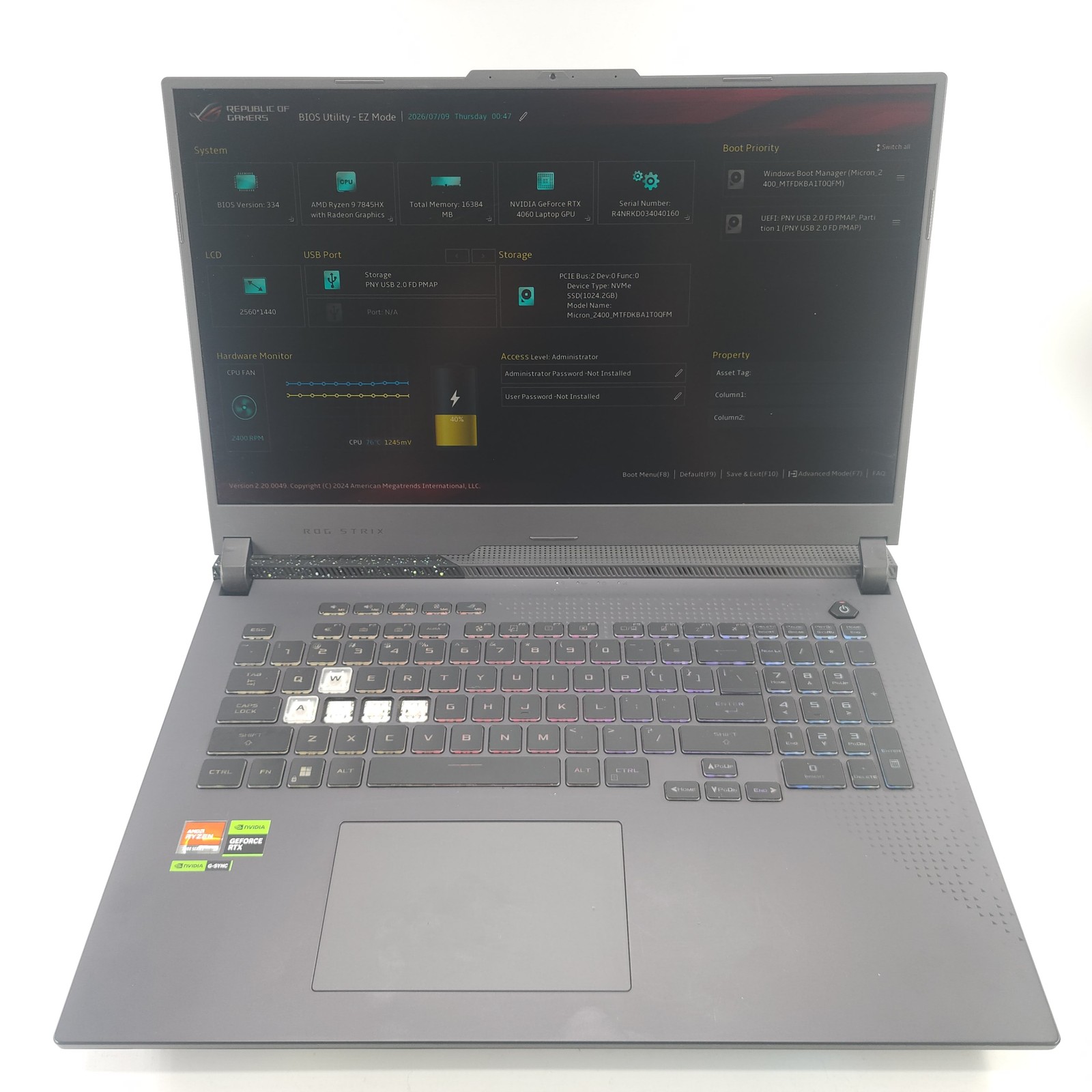Asus ROG Strix G17 G713P Ryzen 9 7845HX 16GB RAM 1TB SSD RTX 4060 24Hz **READ