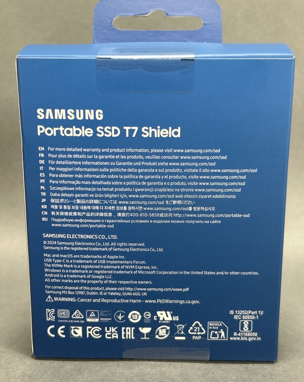 Samsung T7 Shield 2TB USB-C Portable External SSD – Blue (MU-PE2T0R) (SEALED)