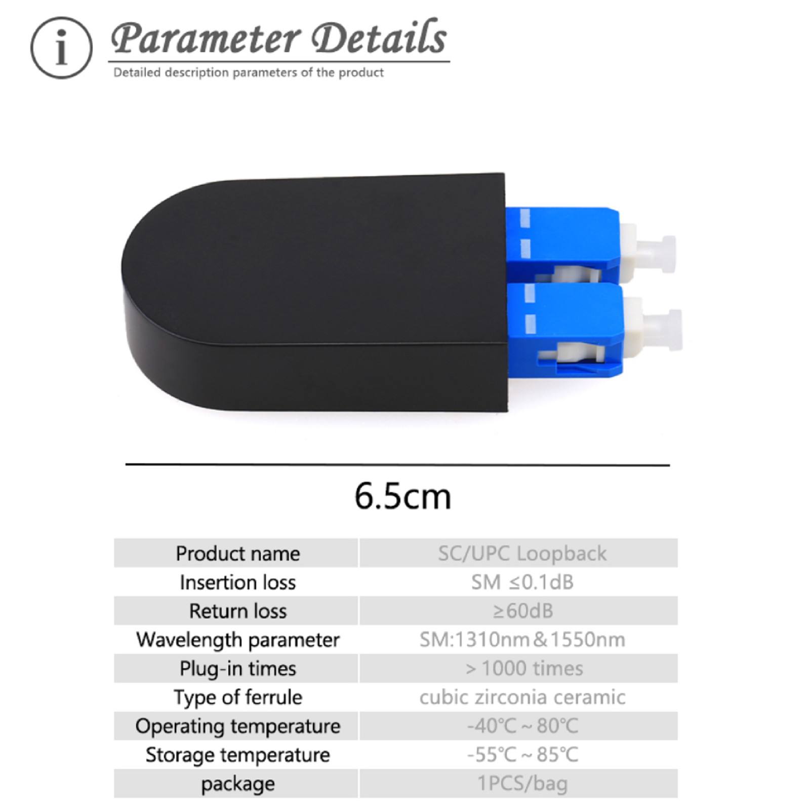 SC/UPC 9/125 Single Mode Loopback Fiber Optic Tester Optical Adapter Connector