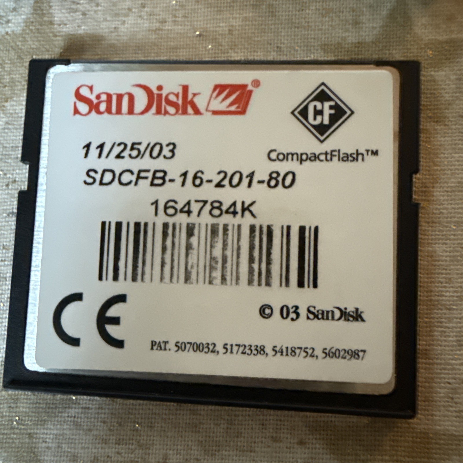 SanDisk Compact Flash PC Card Adapter and SDCFB-16-201-80 16MB Compactflash