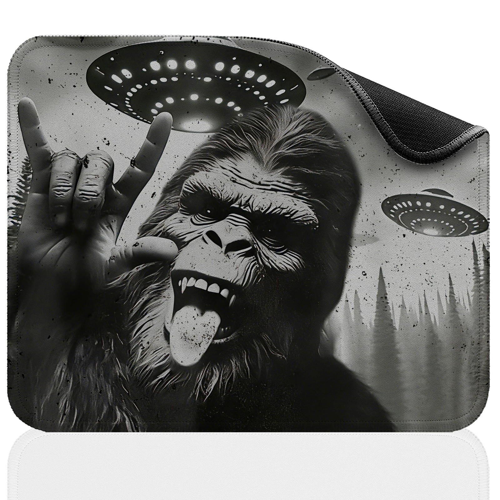 Bigfoot UFO Rock On Mouse Pad, 10.2×8.3 Inch Funny Conspiracy Themed Gaming D…