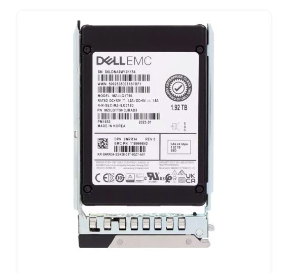 Dell 0NRR34 NRR34 1.92TB SAS 24Gbps Read Intensive 1DWPD 2.5″ SSD w/Tray