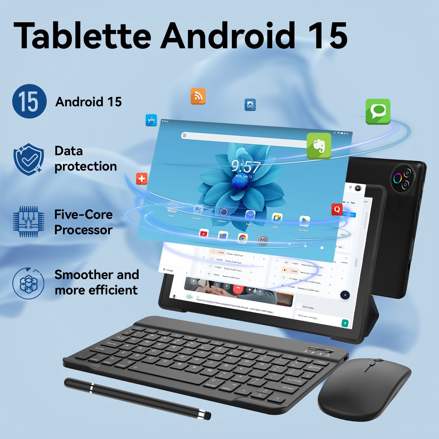 Android 15 Tablet | 10.1″ IPS HD Octa-Core A333, 20+64GB, 5000mAh,Dual WiFi 6