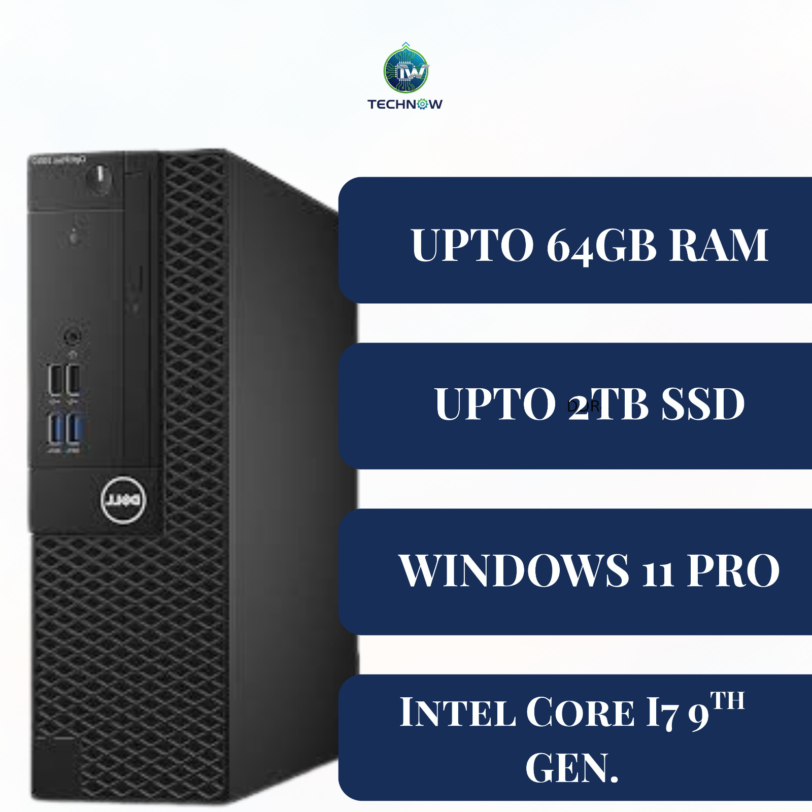 Dell Windows 11 Desktop PC i7 9th, up to 32GB RAM, 2TB NVMe SSD, Built-In WiFi
