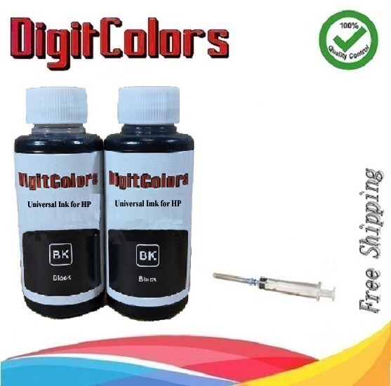 2x100ml Black ink Refill Kit Bottle BK for HP 60/61/62/63/64/65/67XL Cartridges