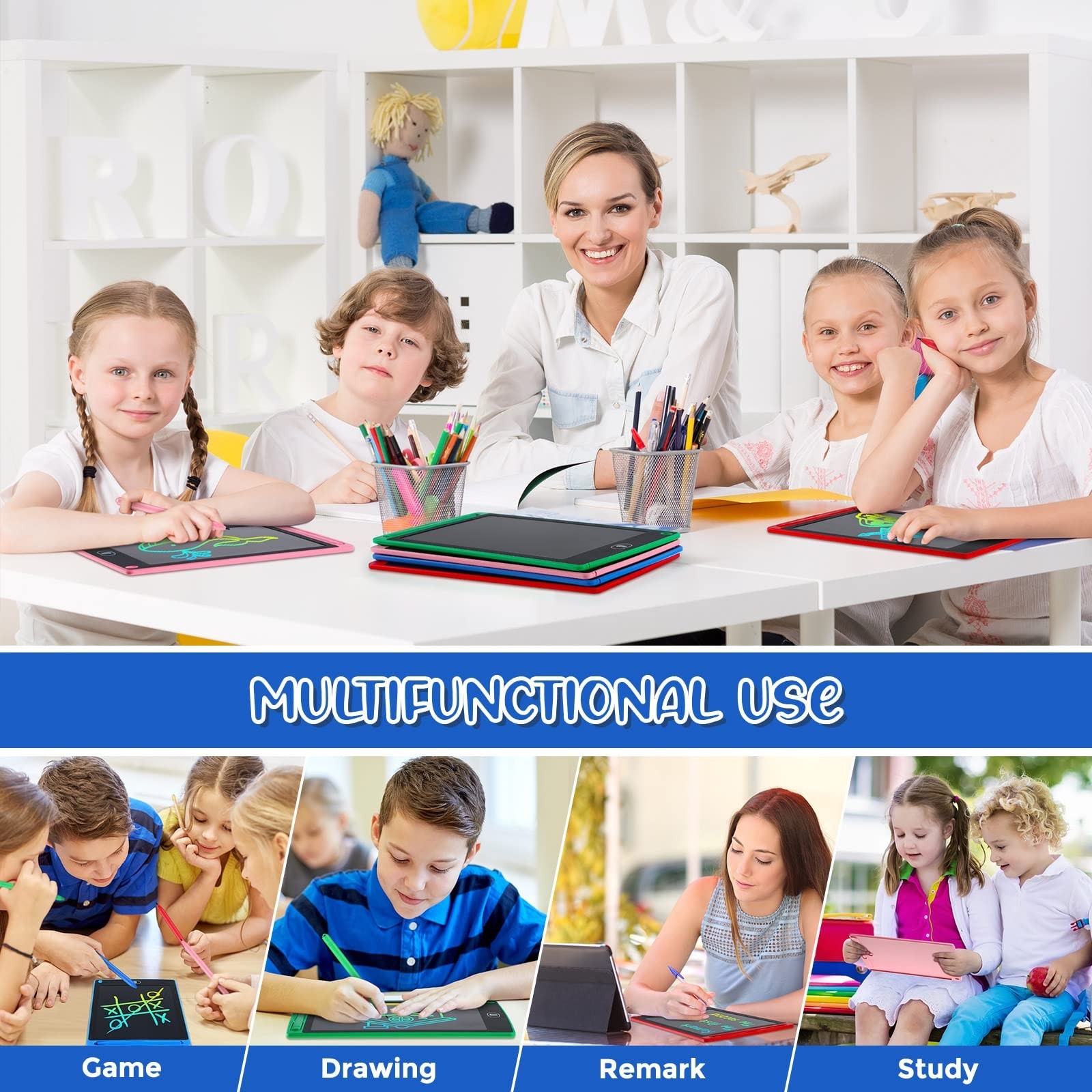 64 Pcs LCD Writing Tablet Doodle Board – 8.5 Inch Reusable Drawing Pad, Kids Edu