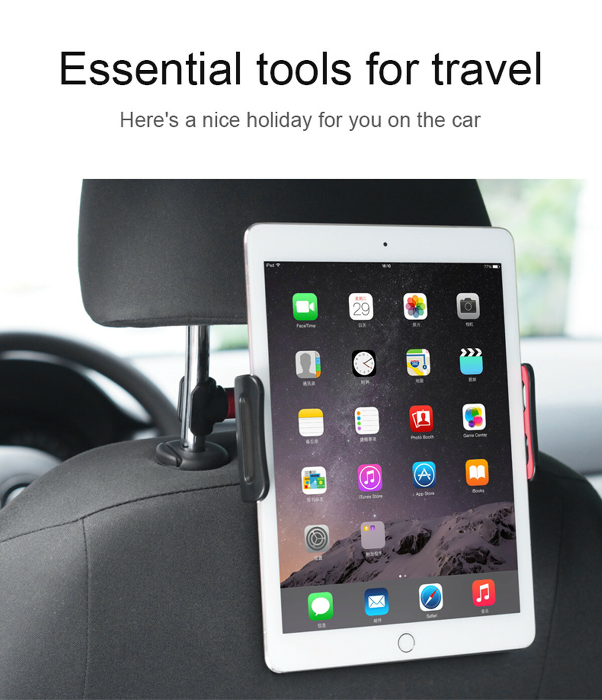 360° Rotation Car BackSeat Tablet Cell Phone Holder Stand Headrest Mount Bracket