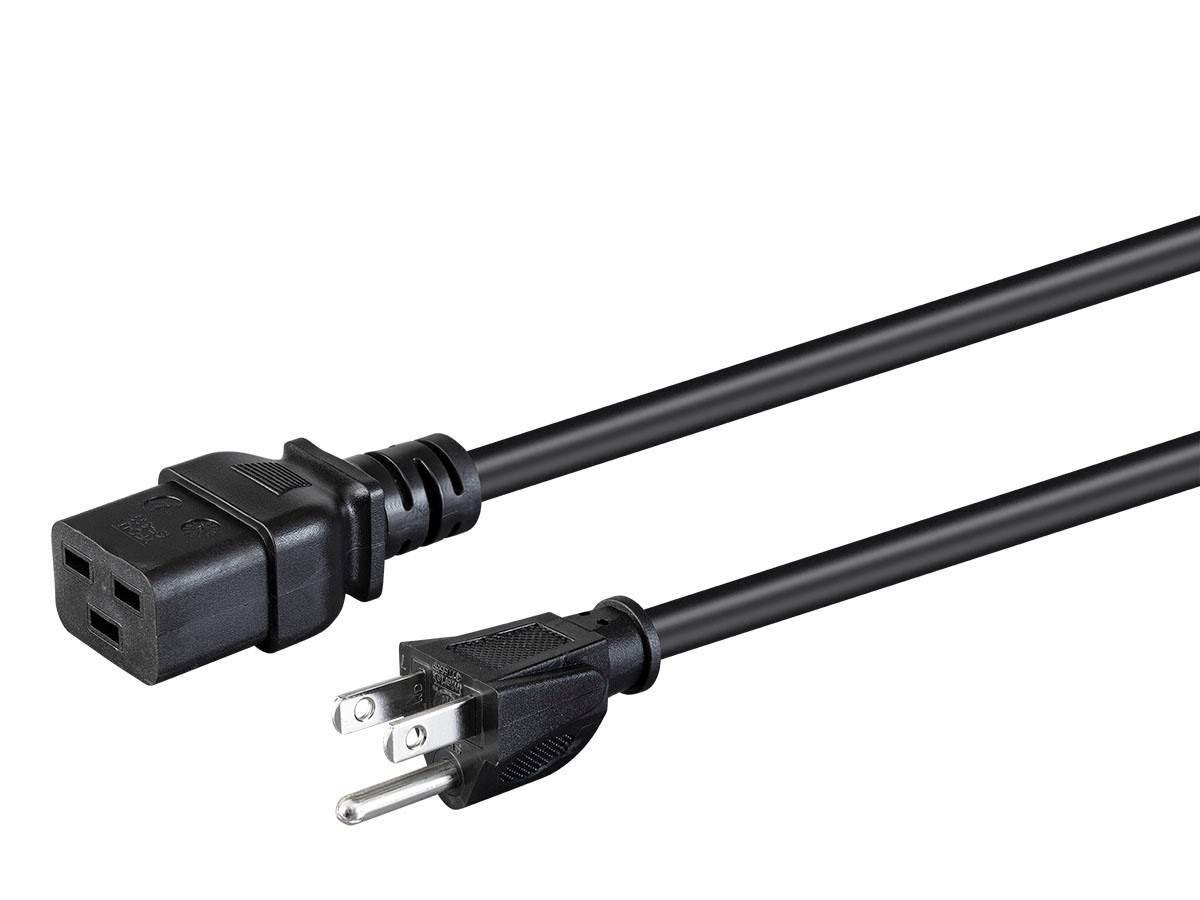 Monoprice Heavy Duty Computer Power Cord 15ft, Black NEMA 5-15P to IEC 60320 C19